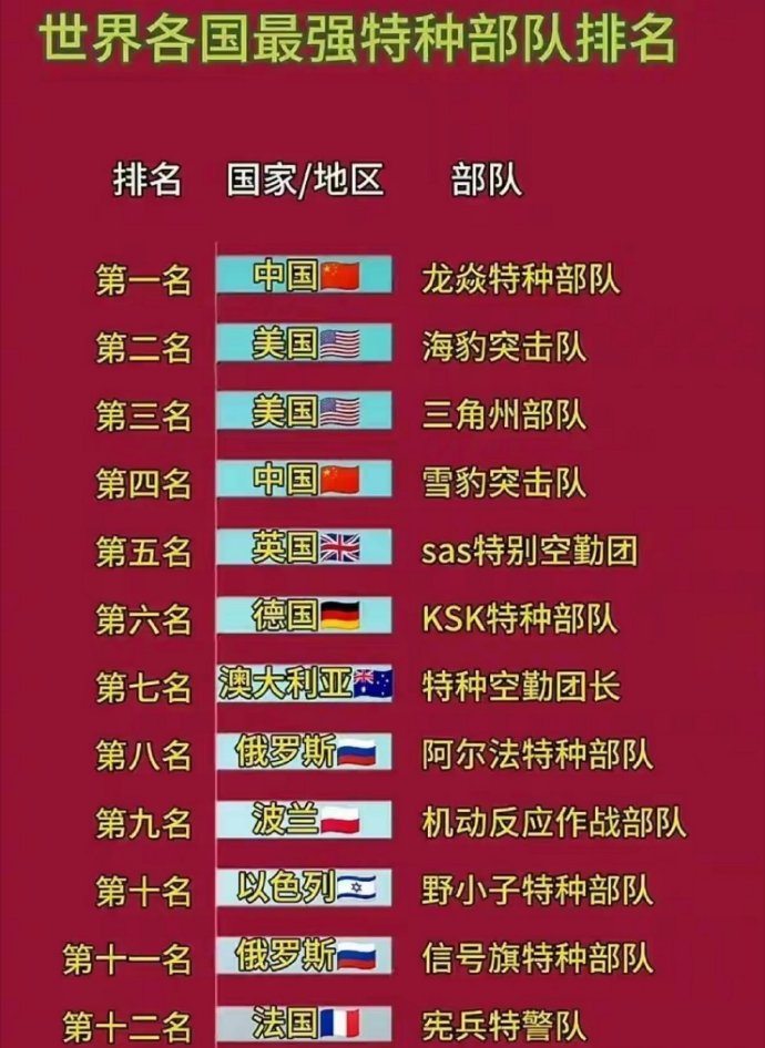 全球十大最厉害的部队，全球十大最强部队概览