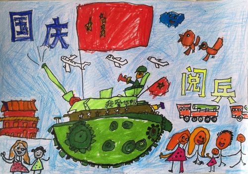 国庆阅兵方队简单画，描绘荣耀瞬间，国庆阅兵方队简易绘画，荣耀瞬间的定格